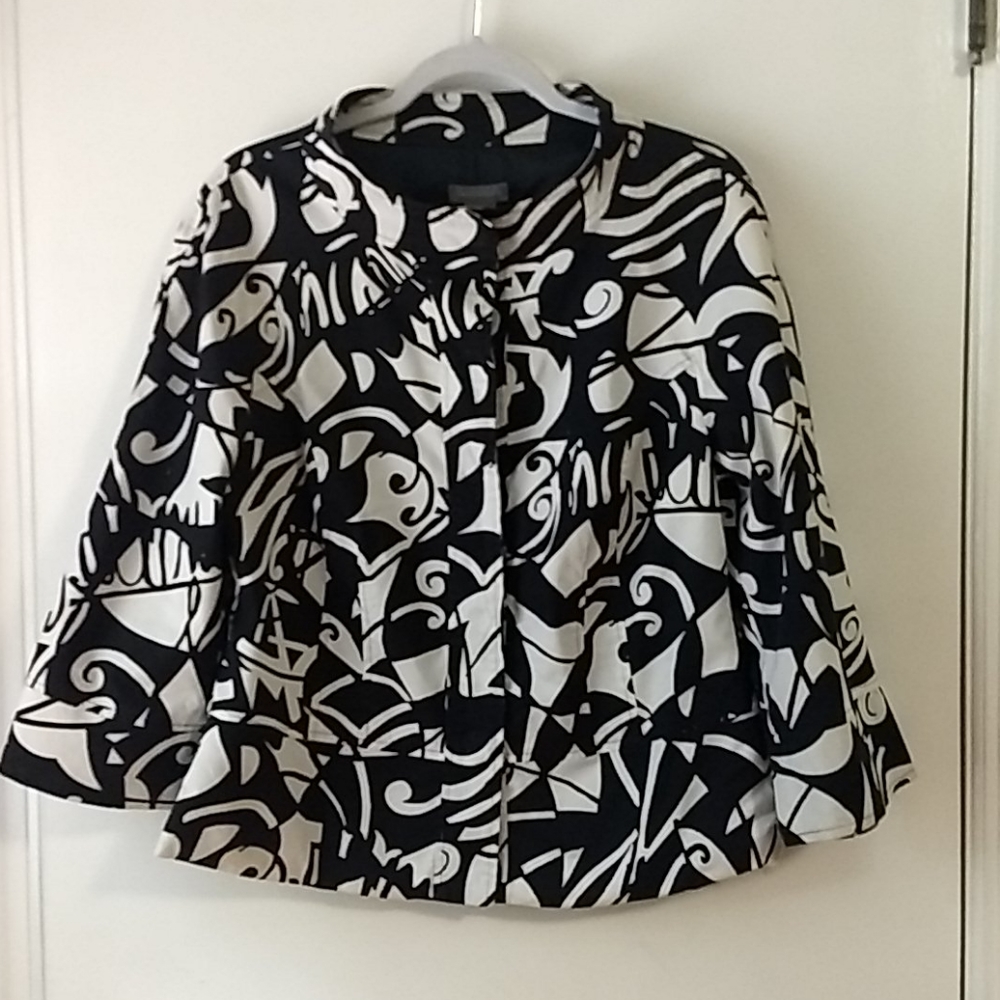 Investments Black and White Cotton Jacket Size 10